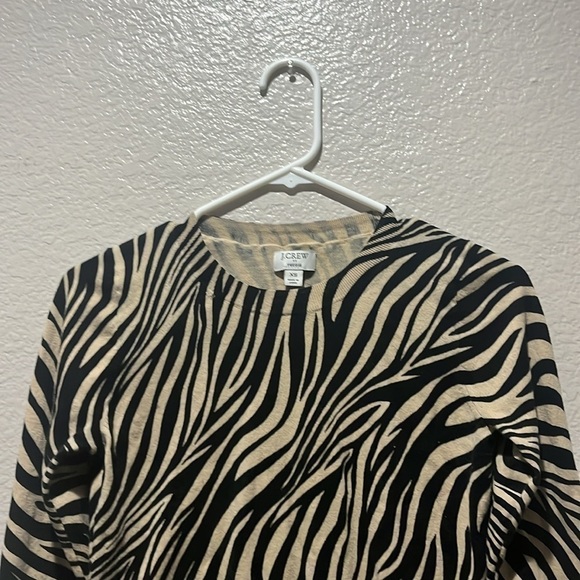 J.Crew Factory Women's Animal-print Zebra Teddie Cotton Sweater Size XS - Picture 8 of 8